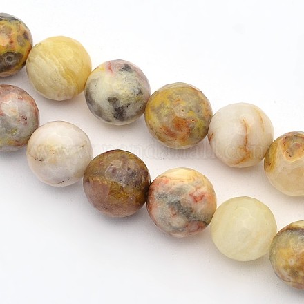 Faceted Round Natural Crazy Agate Beads Strands G-E302-064-10mm-1