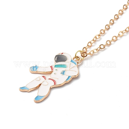 Ожерелья с подвесками в форме космонавта с эмалью из сплава NJEW-JN03622-02-1