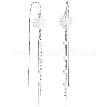 Ohrhänger mit Kristall-Strass-Blume und Muschelperlen-Quasten JE1040A-1