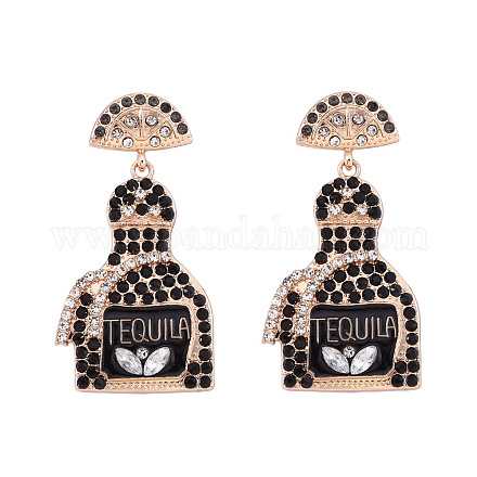 Серьги-гвоздики с подвесками из цинкового сплава со стразами FS-WG8FD93-06-1