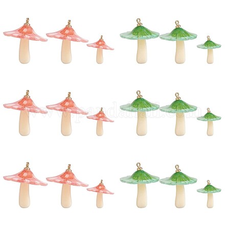 12 pièces champignon pendentif à breloque acrylique champignon charme coloré avec anneau de saut pour bijoux collier bracelet boucle d'oreille faisant de l'artisanat JX312A-1