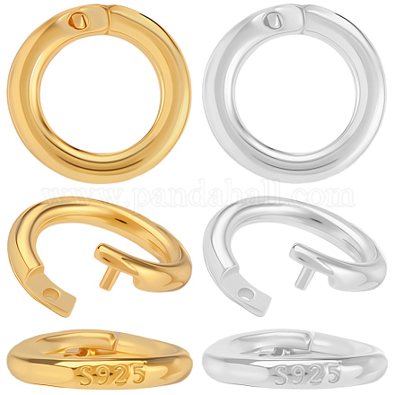 6 шт. 2 цвета 925 стерлингового серебра замковое соединительное кольцо STER-BBC0008-70B-G-1