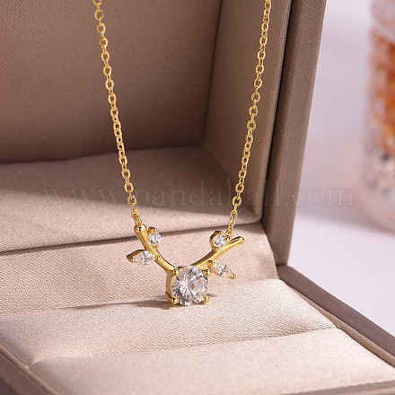 Европейский стиль s925 серебряный кулон с рогом оленя и цирконием для женщин LV2506-1