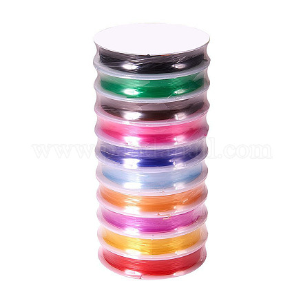 Multicolor 0.8mm elastizado elástico de poliéster hilos pulsera de la joyería cordón de cuerda EW-PH0001-0.8mm-05-1