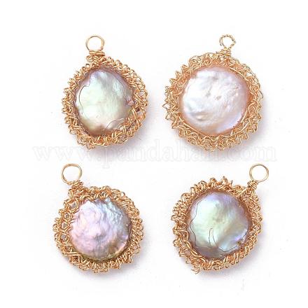 Colgantes de perlas keshi de perlas barrocas naturales PALLOY-JF00421-02-1