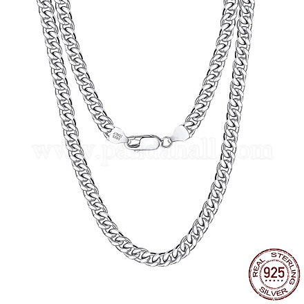 Collana a catena a maglie cubane in argento sterling placcato rodio NJEW-I124-001-1
