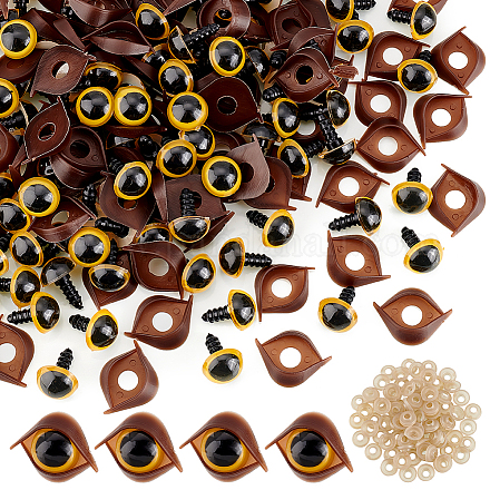 Occhi di sicurezza artigianali in plastica semitondi e set di palpebre DOLL-WH0002-12A-1