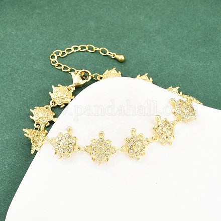 Латунные браслеты-цепочки с микропаве из прозрачных кубических цирконий для женщин BJEW-A090-11D-G-1