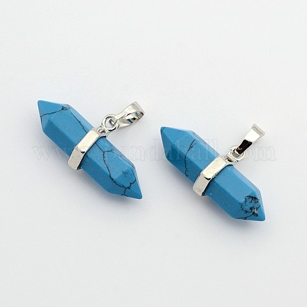 Synthetic Turquoise Double Terminated Pointed Pendants G-F177-08-1