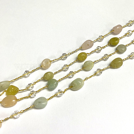 Chaînes de perles de morganite naturelles faites à la main de 3.28 pied X-CHC-I031-11A-1