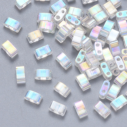 Perles de rocaille en verre transparent à 2 trou SEED-S031-M-250-1
