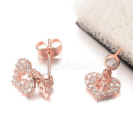 Brass Micro Pave Cubic Zirconia Stud Earrings EJEW-T001-28RG-1