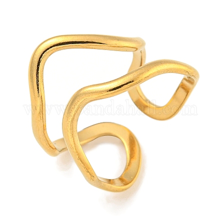 Ионное покрытие (ip) 304 нержавеющая сталь нерегулярное открытое манжетное кольцо для женщин RJEW-A043-26G-1