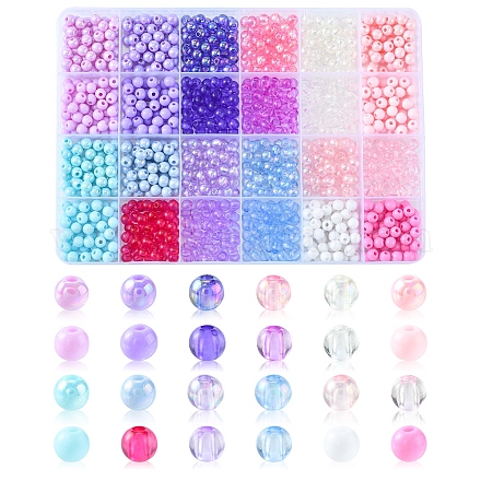 120g 24 styles de perles acryliques transparentes et opaques OACR-FS0001-21-1