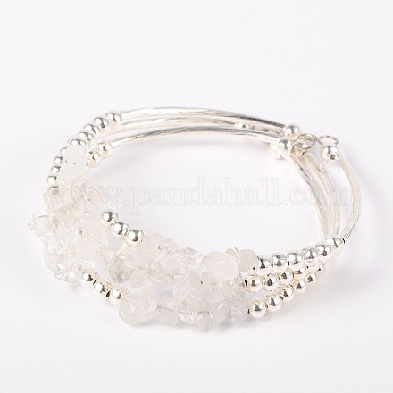 Gemstone Chip Bead Cuff Bracelets BJEW-JB01607-04-1