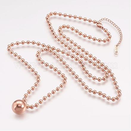 304 Stainless Steel Ball Chain Necklaces NJEW-K065-02RG-1