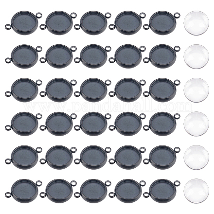 Unicraftale 30 juego diy cúpula en blanco conector de enlace redondo plano kit de fabricación de cabujones de acero inoxidable configuración de enlace con cabujones de vidrio conector redondo plano bronce bandeja de cabujones de 10 mm DIY-UN0003-77A-B-1