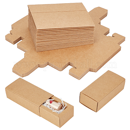 パンダホールエリートクラフト紙引き出しボックス  長方形  淡い茶色  12.2x5.3x3.7cm CON-PH0002-23-1