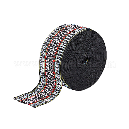 FINGERINSPIRE 10.9 Yards Ethnic Style Jacquard Ribbons 48mm Wide Vintage Polyester Ribbons with Rhombus Pattern Black Geometric Woven Ribbon DIY Craft Costumes Sewing Ribbon Home Decoration Trim SRIB-WH0011-065-1