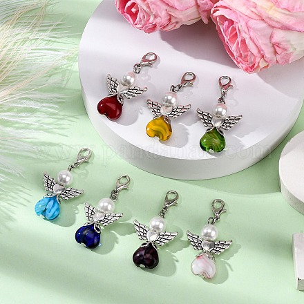 Стеклянный кулон в виде сердца ангела HJEW-JM03807-1