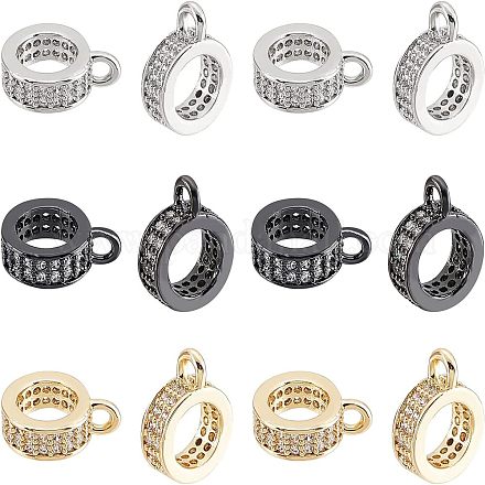 12 шт. 3-цветные латунные микропаве прозрачные кубические циркониевые трубчатые дужки ZIRC-FH0001-30-1