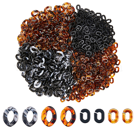 SUPERFINDINGS About 800Pcs Transparent Acrylic Linking Rings 4 Styles Quick Link Connectors Oval Twist Link Chain Rings for Earring Necklace Jewelry Eyeglass Chain DIY Craft Making OACR-FH0001-035-1