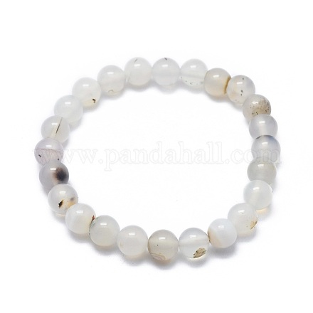 Natural Agate Bead Stretch Bracelets X-BJEW-K212-B-004-1