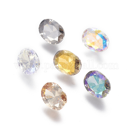 Electroplated Cubic Zirconia Pointed Back Cabochons X-ZIRC-I024-6x8-03-1
