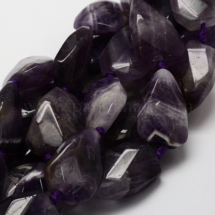 Natural Amethyst Nuggets Beads Strands G-E329-02-1