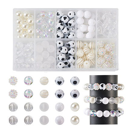 Spritewelry 160 pièces 10 perles d'imitation en plastique abs de style et perles acryliques transparentes et opaques FIND-SW0001-31-1