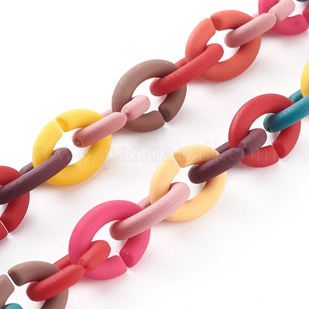 Handmade Rubberized Style Acrylic Cable Chains AJEW-JB00955-1