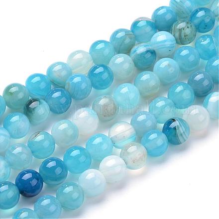 Chapelets de perles en agate rayée naturelle/agate à bandes G-R412-20-6mm-1