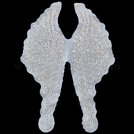 Accessori per costumi adesivi per camicie floreali lunghe ricamate con perline FIND-WH0152-164-1