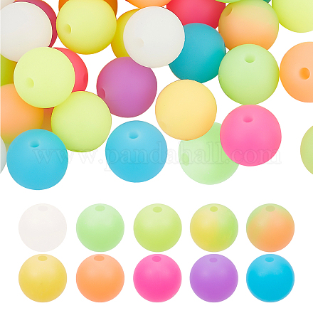 SUPERFINDINGS 60Pcs 11.5mm Colorful Luminous Silicone Beads 10 Colors Round Silicone Loose Beads Glow in Dark Round Beads DIY Necklace Bracelet Beads for DIY Craft Jewelry Making SIL-FH0001-02-1