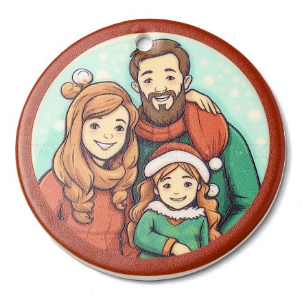 Рождественские печатные фарфоровые большие подвески ручной работы LS-PORC-F009-03-1