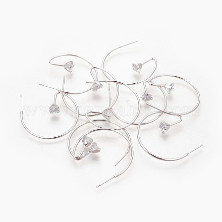 Boucles d'oreilles en laiton avec zircone cubique de micro pave EJEW-F194-16P-NF-1