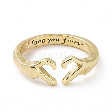 Открытое кольцо-манжета с сердцем из латуни RJEW-A010-01LG-1