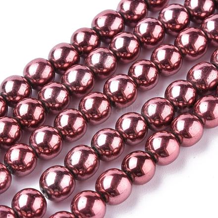 Chapelets de perle en hématite synthétique sans magnétique G-F301-8mm-01-1