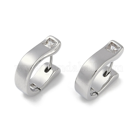 Латунные серьги-кольца из прозрачного кубического циркония EJEW-L292-007P-1