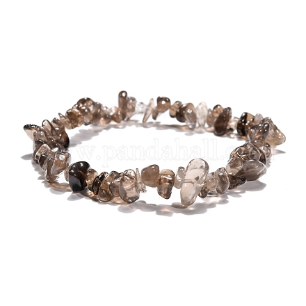 Copeaux de quartz fumé s'étendent bracelets BJEW-JB01308-05-1