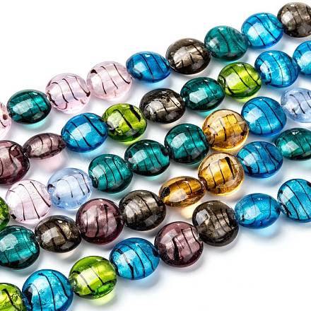 Chapelets de perles de feuille d'argent en verre X-SL109-1