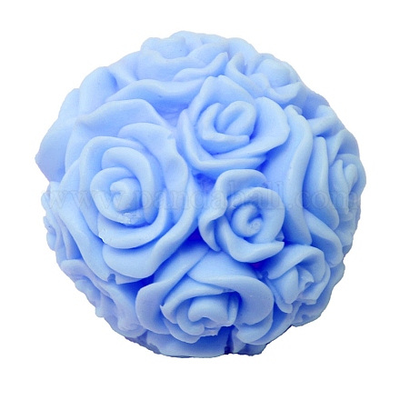 バラの花のボールキャンドル型  DIY食品グレードシリコンモールド  バラの花束の香りのキャンドル作りに  パールピンク  6.3x4.7cm CAND-NH0001-02A-1