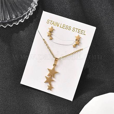 Комплекты из ожерелий и серег-гвоздиков из нержавеющей стали star 201 для женщин SJEW-Q025-02G-1