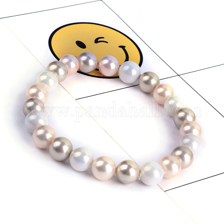 Pulseras elásticas de concha de perla BJEW-Q674-8mm-01-1