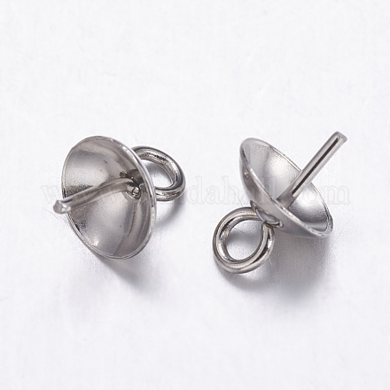 304 Stainless Steel Cup Pearl Peg Bails Pin Pendants STAS-K146-001-3mm-1