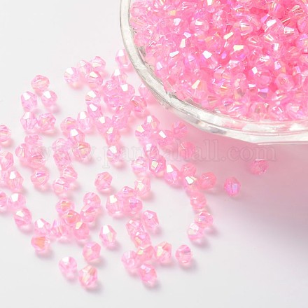 Perles acryliques transparentes écologiques plaquées couleur bicône ab TACR-A003-6mm-10-1