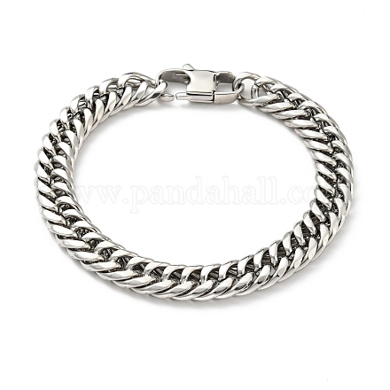 201 bracelet chaînes à maillons cubains en acier inoxydable pour homme femme BJEW-H550-07B-P-1