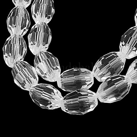 Faceted Transparent Glass Beads Strands X-GC6X9MMC01Y-1