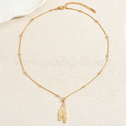 Женские лариаты из нержавеющей стали с микропаве из прозрачных кубических цирконий OM9409-1