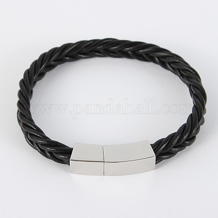 Simple Braided PU Leather Cord Bracelets BJEW-L387-01-1
